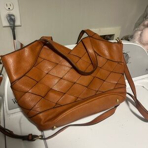 Elegant faux Brown Leather Tote Bag
